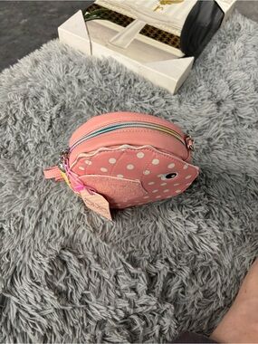 NWT Miss Gwen’s  OMG Accessories Pink Polka Dot Fish Crossbody Bag Purse Zipper